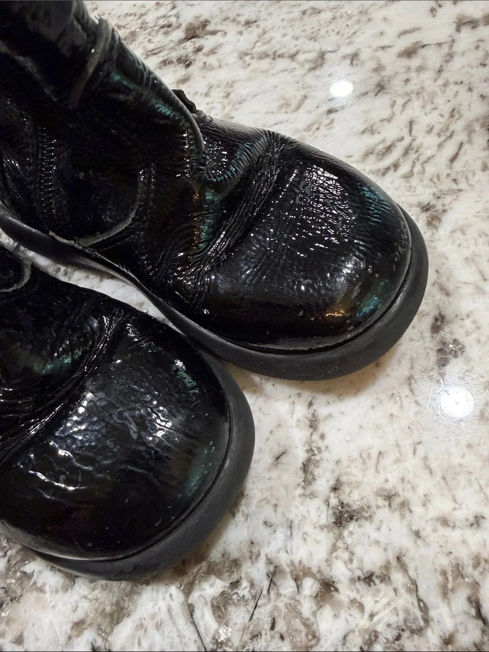 Dolce & Gabbana Black Patent Leather Kids Ankle Boots with Side Zip